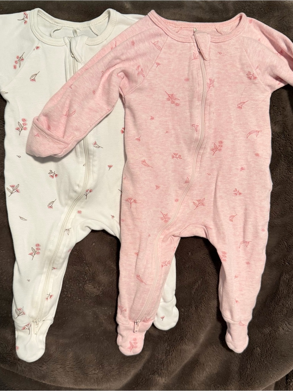 Purebaby Organic Cotton Newborn 0-3 months Sleeper Set girls